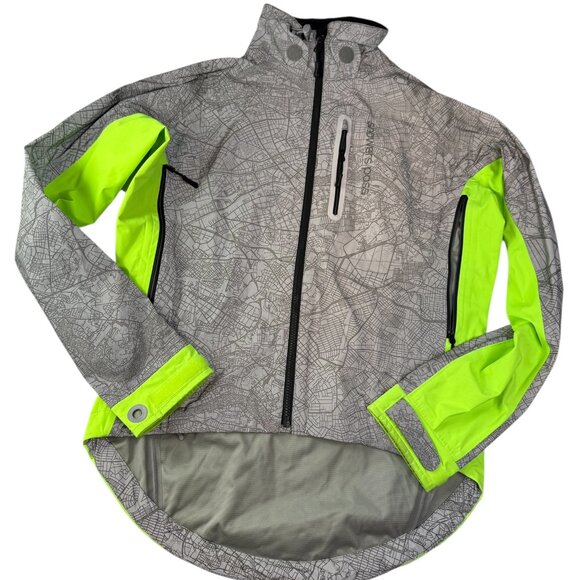 SHOWERS PASS Reflective Silver Jacket Cycling Bicycling.Long.Lime Neon M